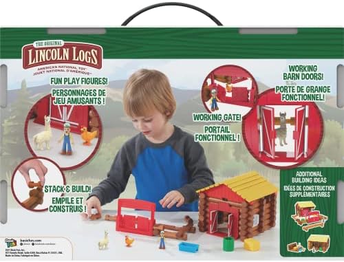 Lincoln Logs – Fun On The Farm - 102 Parts - Real Wood Logs - Ages 3+