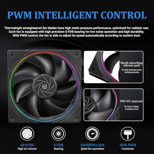 Thermalright Aqua Elite 360 V5 ARGB Black-CPU Liquid Cooler,Pump Speed-2800RPM,for AM4/AM5,Intel LGA1150/1151/1200 /1851/1700,High-Performance Radiator