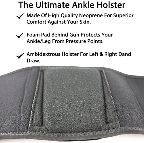 Ultimate Ankle Holster by ComfortTac, Compatible with Glock 42, 43, 36, 26, Smith and Wesson Bodyguard .380.38, Ruger LCP, LC9, Sig Sauer