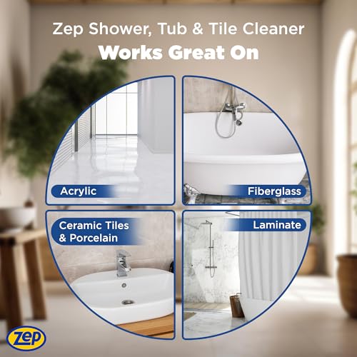 Zep Shower Tub and Tile Cleaner 1 Gallon ZUSTT128 (Case of 2) - No Scrub Pro Formula Breaks up Tough Buildup on Contact