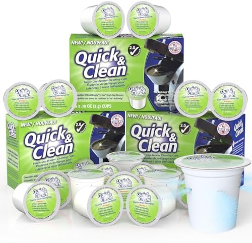 Quick & Clean [6-Pack] Keurig Cleaning Pods - K Cup Cleaner Pod For Keurig - 2.0 Coffee Machine Compatible, Removes Stains, Non-Toxic and Eco-Friendly
