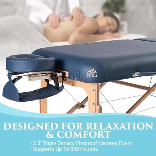 NRG Vedalux Portable Massage Table Package | Burgundy | Folding Lightweight Massage Bed | Professional Spa Table with Face Cradle, Hanging Armrest & Carrying Case