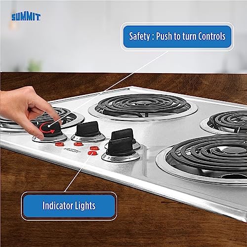 Summit 30" 4 Burner Electric Cooktop Stainless Steel - CR430SS