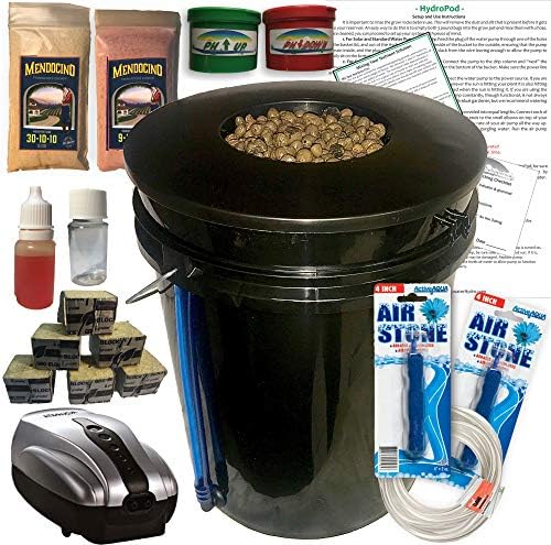 The Atwater HydroPod - DWC Deep Water Culture Garden System Kit - 5 Gallon Bubble Bucket - Bubbleponics - Nutrients & pH Testing/Adjusting Kits are