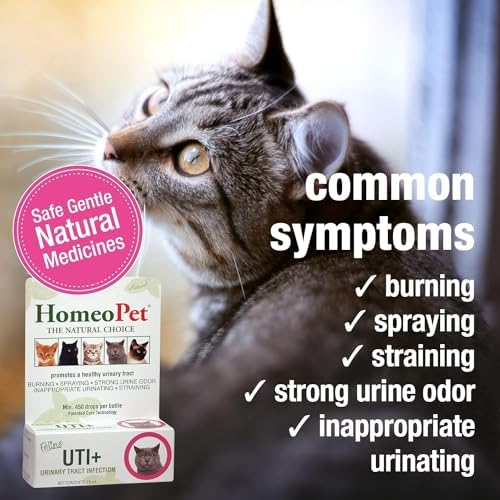 HomeoPet Feline UTI+ Urinary Tract Supplement for Cats, 15 Milliliters | Natural urinary tract support for cats, safe and gentle homeopathic formula, liquid drops suitable for daily use