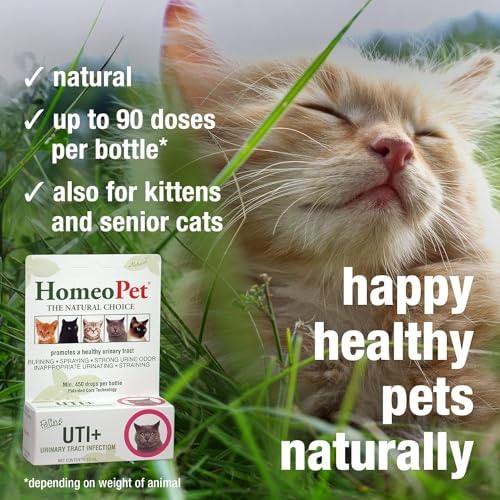 HomeoPet Feline UTI+ Urinary Tract Supplement for Cats, 15 Milliliters | Natural urinary tract support for cats, safe and gentle homeopathic formula, liquid drops suitable for daily use