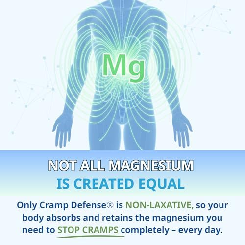Cramp Defense® Leg Cramps Pills, Organic Magnesium Supplement for Muscles. | High-Absorbing, Non-Laxative, Relief for All Muscle Cramps