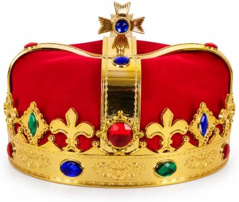 Kangaroo Royal Gold King Crowns for Men & Women - King Costume Headpiece | Medieval Prince Plastic Crown - King Costume Headpiece for Halloween