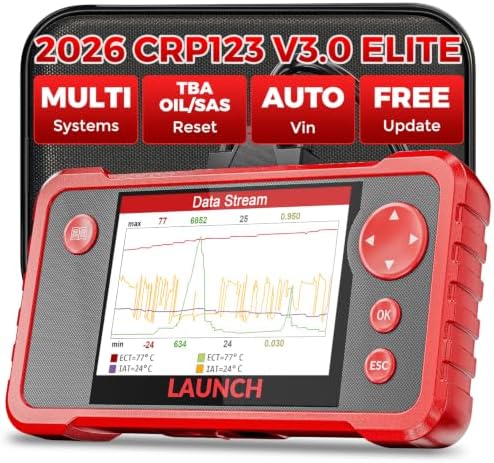 LAUNCH CRP123 V3.0 Elite OBD2 Scanner, Engine ABS SRS Transmission, 3 Resets | Oil Service/Throttle Relearn/SAS Reset
