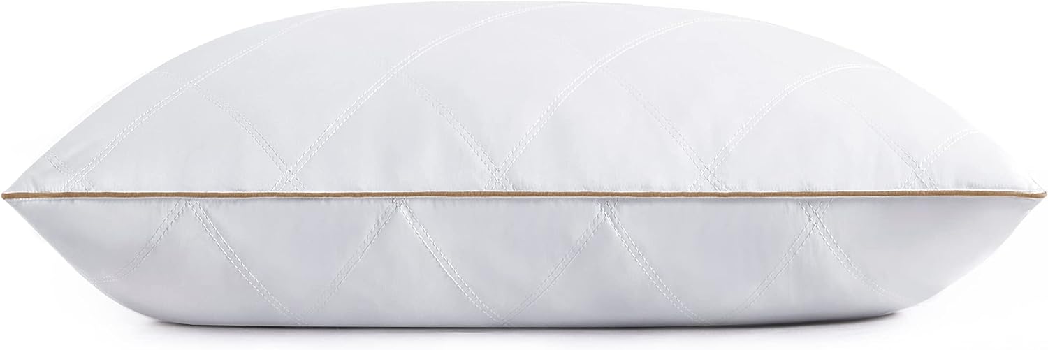 puredown® Goose Feathers and Down Pillow for Sleeping Hotel Collection Bed Pillows, Gusseted, Queen, Set of 2