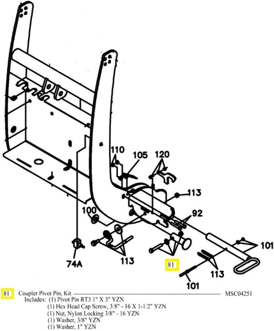 MR. Snowplow Replaces BOSS Part MSC04251 - Pivot PIN KIT RT3