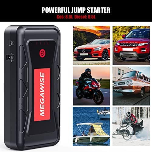 MEGAWISE 2500A Peak 21800mAh Car Battery Jump Starter (up to 8.0L Gas/6.5L Diesel Engines) 12V Portable Power Pack Auto Battery Booster with Dual