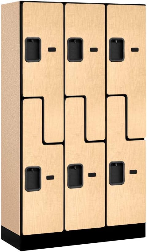 Salsbury Industries Double Tier 'S' Style Designer Wood Locker, Mahogany, 5' 3" x 15"