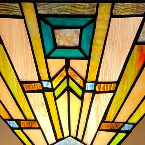 Tiffany Floor Lamp 70" Tall Stained Glass Mission Torchiere Light