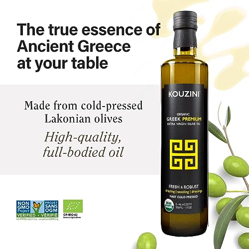 Kouzini Triple Olive Oil Bundle, Premium Greek, Organic, and Raw Unfiltered Extra Virgin Olive Oil, For Kitchen, Grill, Salad Dressings, 500ml Bottles