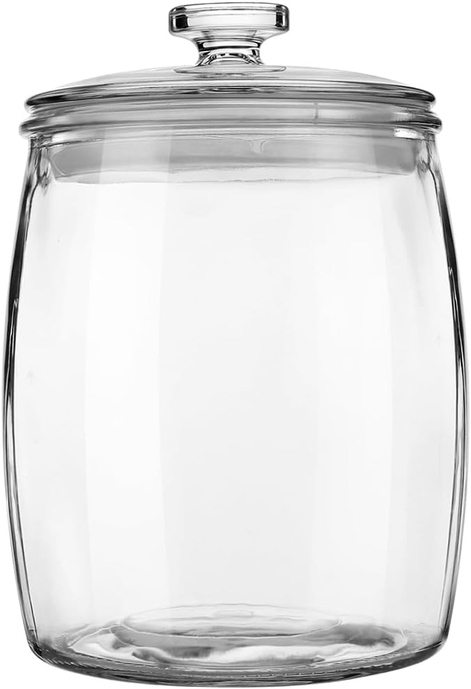 Folinstall Wide Mouth Glass Jar with Airtight Lid, 1/2 Gal Clear Container | 72oz Apothecary Jar for Cookie, Candy, Sugar, Flour, Sourdough Starter