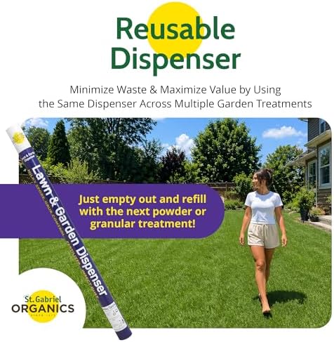 St. Gabriel Organics Lawn & Garden Dispenser, 32" (12 Pack) | Adjustable and Reusable 3-Setting Tube Dispenser, for Applying Powdered Milky Spore and Other Fine Granules and Powders