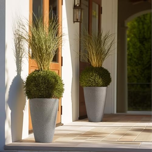 LA JOLIE MUSE Tall White Planter for Indoor Plants,20 Inch Tall Round Planter, Modern Flower Pot Containers,Large Decorative Tree Plant Pot,1 Pack