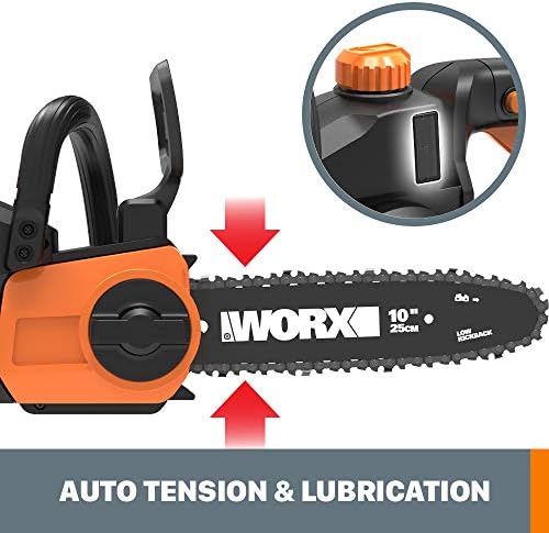 WORX Cordless Chainsaw, 20V 10" 2-in-1 Pole Saw with Auto-Tension, WG323 | 12' extra reach with pole, weighs 10 lbs, auto-tension chain adjustment