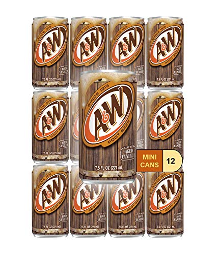 A&W Root Beer Mini Soda Cans, 7.5 oz Soft Drinks Bulk Snacks Pack
