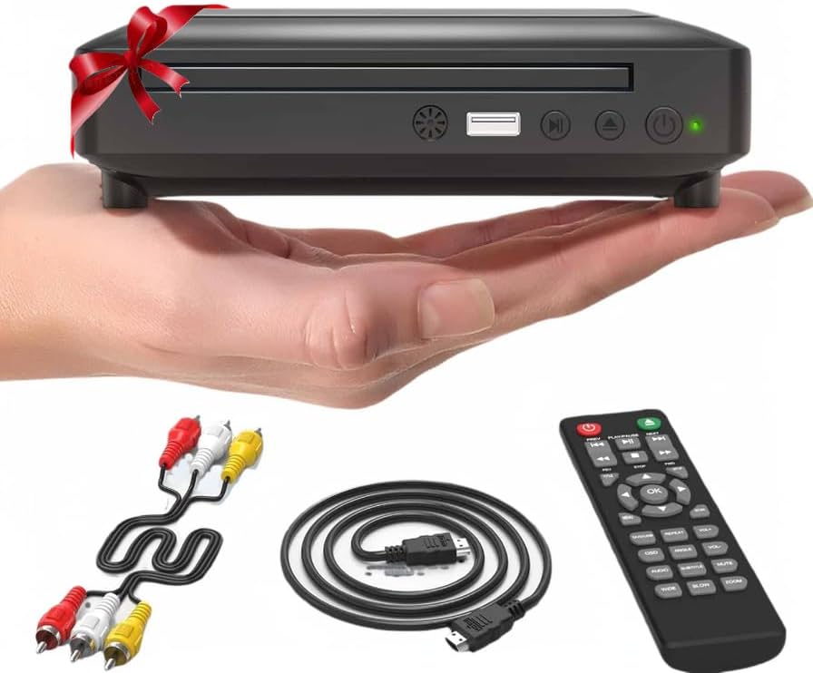 Ceihoit Mini HD DVD Player, CD Players for Home, DVD Players for TV, HDMI and RCA Cable Included, Up-Convert to HD 1080p, All Region