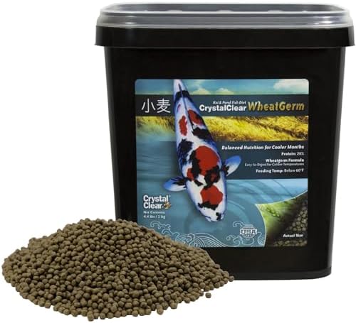 CrystalClear WheatGerm Fish Food for Freshwater Ponds, 2.2 Pound Bucket | Floating pellets with protein-rich food, ideal for cooler spring & fall seasons, supports pond fish in cold water
