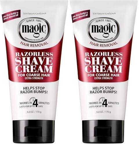 SoftSheen-Carson Magic Razorless Shaving Cream, Depilatory Hair Removal Cream for Body Hair, Extra Strength, Works in 4 Minutes for, 6 oz