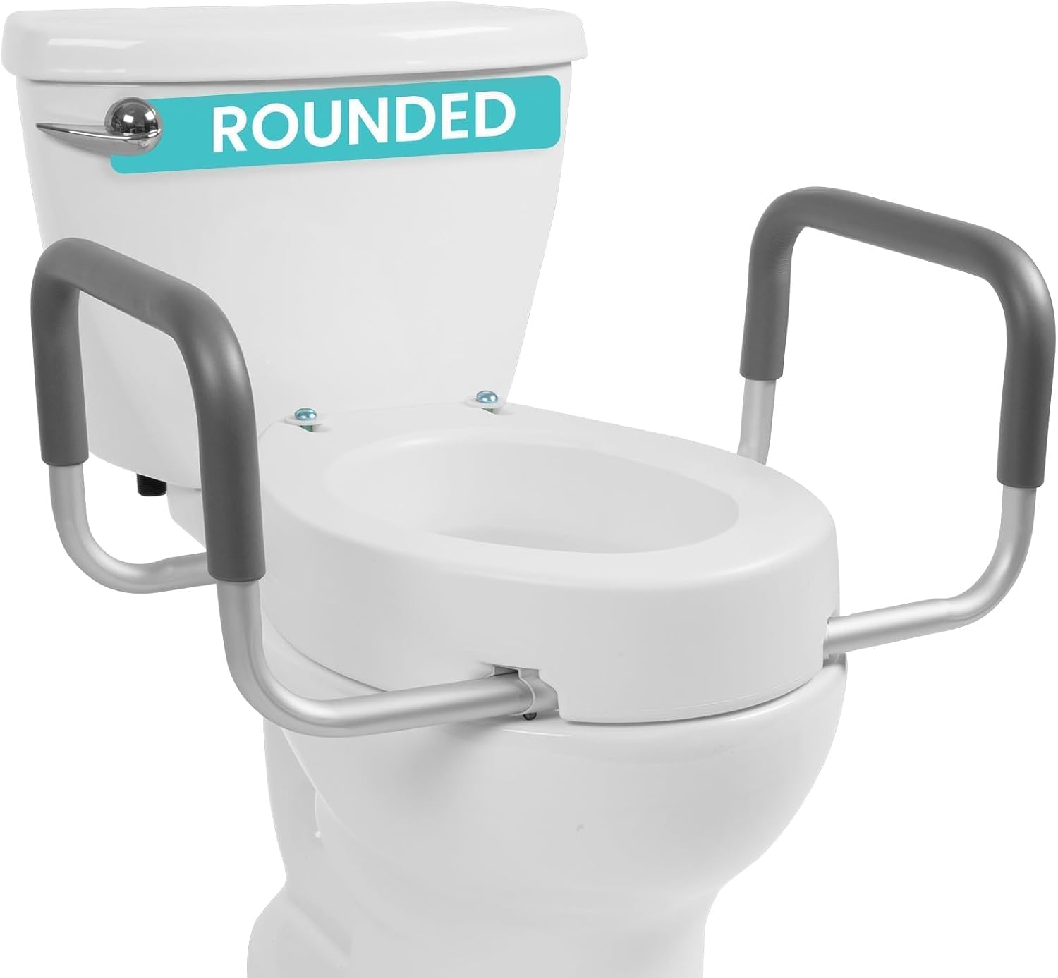 Vive Raised Toilet Seat Riser for Seniors (with Handles) - Handicap Rail | Grab Bar Seat for Over Toilet - Elevated Safety for Elderly, Disabled, Medical - Elongated