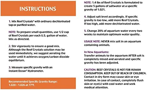 Instant Ocean Reef Crystals Reef Salt For 50 Gallons, Enriched Formulation For aquariums