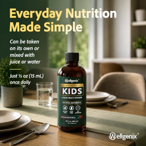 Wellgenix Balanced Essentials Kids Liquid Multivitamin, 16 Fl Oz