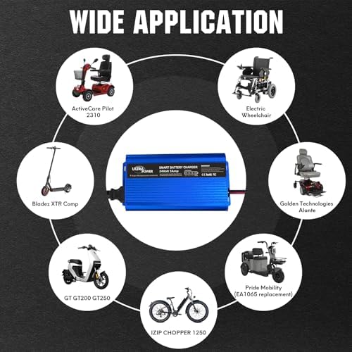 ULTRAPOWER 24V 5A Battery Charger, Universal Battery Charger Maintainer with 4LEDs Indicator, XLR Connector for Cars, Trucks, RVs, ATVs, UTVs