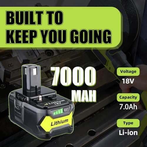 2 Pack 7.0Ah P108 Replacement for Ryobi 18V Battery and Charger Combo P117