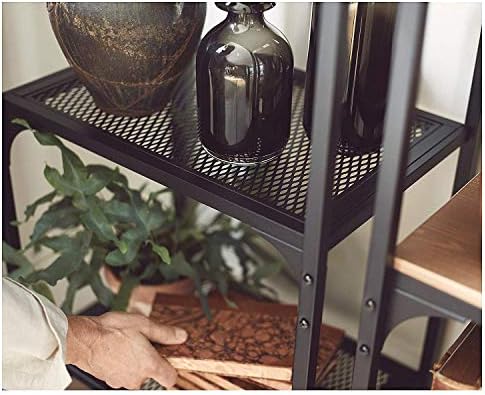Royal7 4-Shelf Industrial Bookshelf, Rustic Metal and Wood Shelf, 19 5/8”W x 14 1/8”D x 53 1/2” H, Black