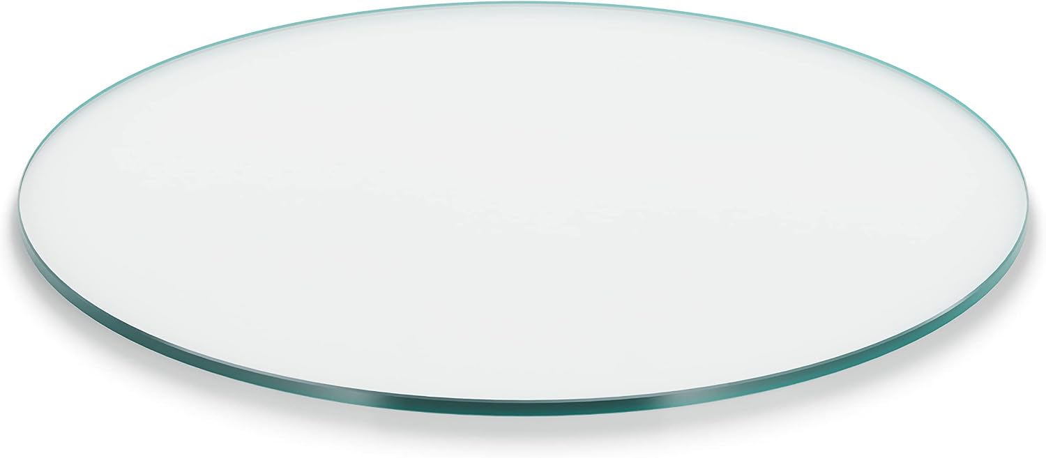 The Better Bevel 12 inch Round Glass Table Top - Clear Tempered Glass Surface Protector - Safe Pencil Polished Edge - Coffee, Dining and End Table
