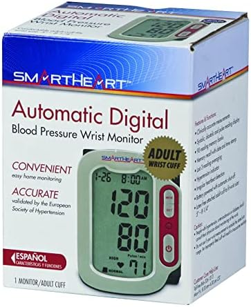SmartHeart Automatic Wrist Digital Blood Pressure Monitor (1-Person, 90 Memory) | Adult Wrist Cuff, 90-Reading Memory, Automatic Inflation & Deflation