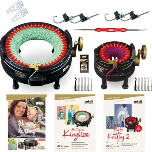 addi I Want IT All - 2 x World Famous German Knitting Machines (King Size 46 Needles & Pro 22 Needles) | Complete Starter Kit with 3 Pattern Books &