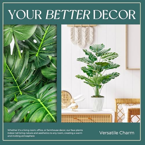 Toopify 19" Artificial Monstera Plant, Fake Plants for Indoor Outdoor Decor