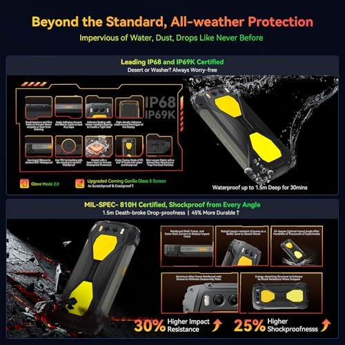 Blackview BV7300 Rugged Phone, 15000mAh/45W, Dual 800LM Camping Light, Night Vision Camera, 18GB+256GB/2TB Rugged Smartphone Unlocked Gemini AI