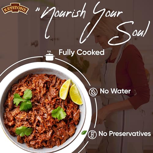 Keystone Meats All Natural Heat and Serve Canned Beef 28 Oz Fully Cooked Canned Meat Long Shelf Life Emergency Survival Canned Food Ready to Eat No