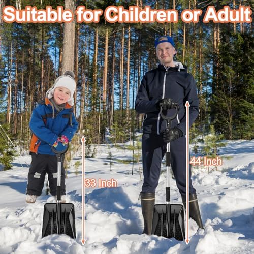 3-in-1 Portable Snow Shovel Kit with Ice Scraper and Snow Brush | Emergency Collapsible Design Snow Remover Set for Garden, Camping, Car
