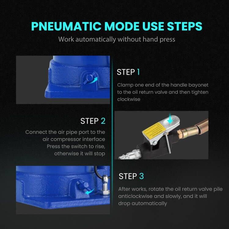 SPECSTAR Pneumatic Air Hydraulic Bottle Jack with Manual Hand Pump 20 Ton