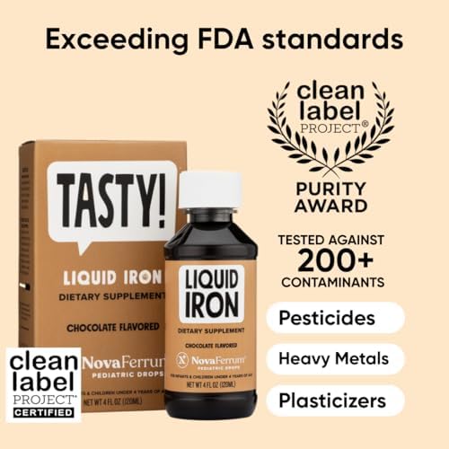 NovaFerrum Yummy | Pediatric Drops Liquid Iron Supplement for Infants and Toddlers | Liquid Iron for Kids | 15mg of Iron Per 1mL Dose | Ages 4 & Under | Gluten Free Certified | Sugar-Free | Raspberry