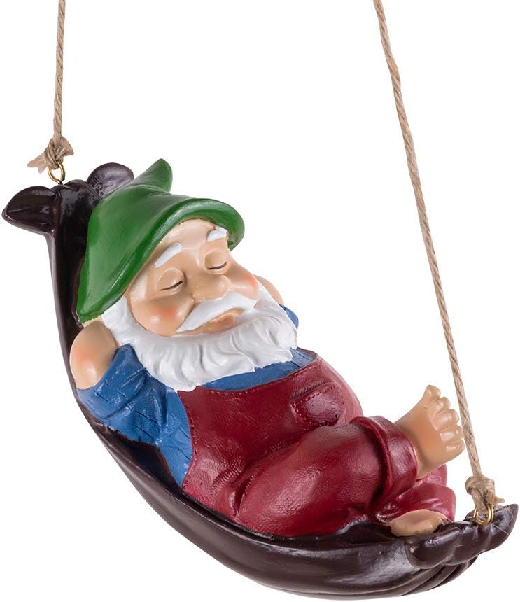 Gnomes Yard Decorations Outdoor Cute Resin Hammock Gnome Hanging Statues Garden Decor Backyard Art