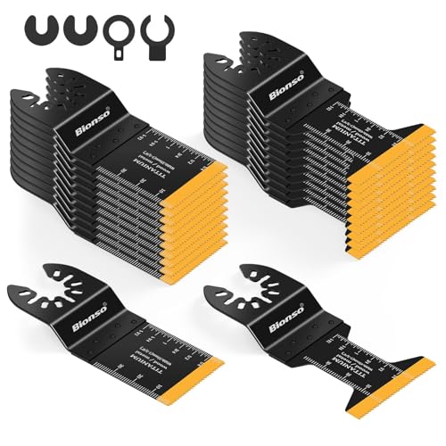 Bionso 40 PCS Oscillating Saw Blades, Premium Multitool Kit for Wood Metal Plastics, Tool Blades Fit Dewalt Worx Rockwell Wen Milwaukee Makita Ryobi Bosch Fein Porter Genesis Black
