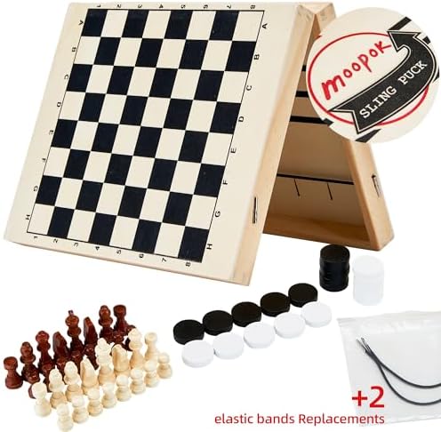 moopok Fast Sling Puck Game - Fast Action Super Foosball Table Desktop Battle Slingshot Wooden Air Hockey Board Game -Guaranteed Fun for Family Game