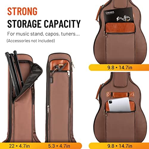 CAHAYA Guitar Bag 40 41 42 In 6 Pockets Guitar Case Water Resistent Oxford Cloth 0.5 In Extra Thick Sponge Padded for Acoustic Classical Guitar with
