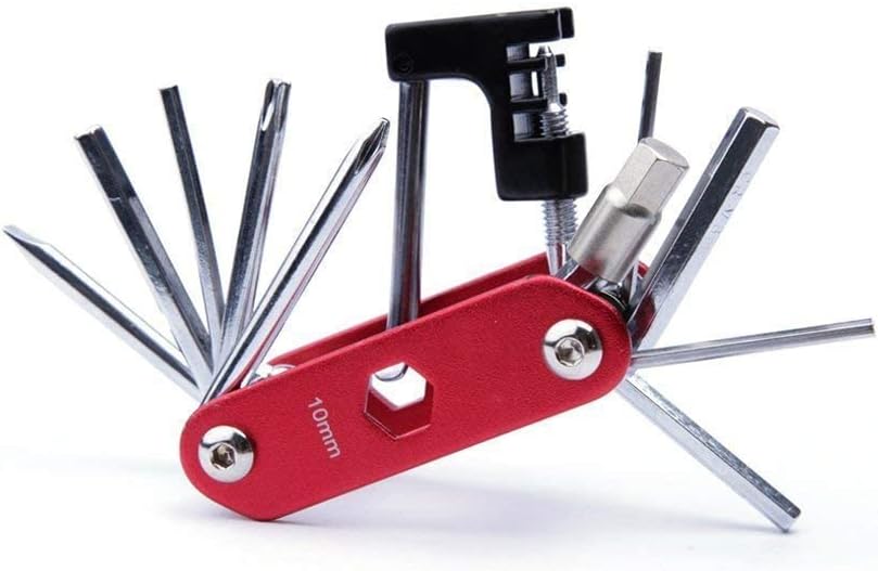 14 in 1 Bike Repair Tool Kit & Bike Saddle Bag | Bike Chain Tool Hex Key Wrench Maintain Accessories Multitool Set, Portable Under Seat Bag for Road Mountain Commuter Bicycle