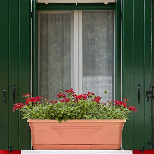 Southern Patio 36 Inch Medallion Weatherproof and Sunray Protected Plastic Hanging Windowsill Garden Box Planter with Drainage Holes, Black