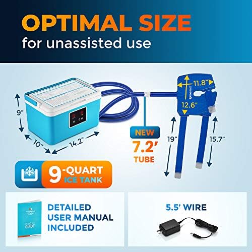 PhysioNatural Cold Therapy Ice Machine for Knee Surgery Recovery – Programmable Continuous Cryotherapy System with Adjustable Knee Pad for Post-Op