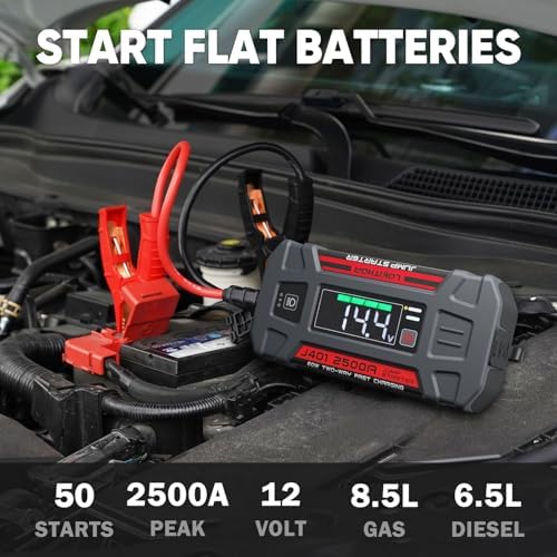 LOKITHOR J401 Portable Car Battery Jump Starter for 8.5L Gas/6.5L Diesel | 2500A Battery Jumper Starter Portable 12V Jump Box, 60W Fast Charging